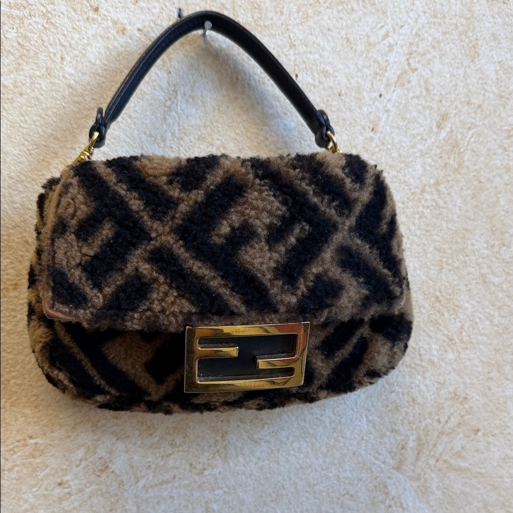 Fendi Black and Brown Patterned Shoulder Bag